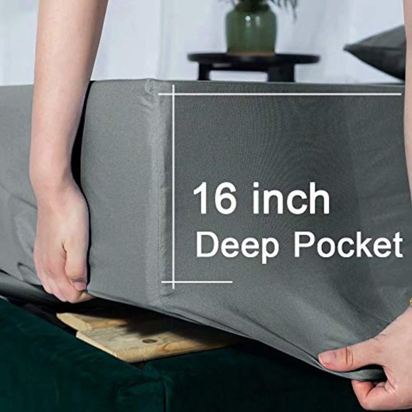 Cool 6PC 100% Bamboo Queen Size Bed Sheets Set 1800 Thread Count 16 Inch Deep - Picture 5 of 6